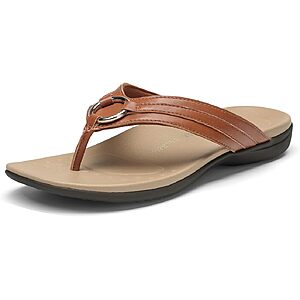 DREAM PAIRS Women's Orthotic Arch Support Flip Flops (Brown)