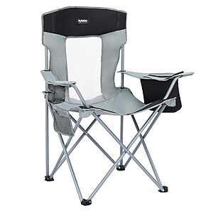 Byliable Portable Folding Camping Chair w/ Drink Holder and Cooler Pouch (Gray)