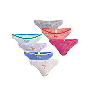 7-Pack No Boundaries Women's Cotton Thong Panties (various colors, XS-3XL) from