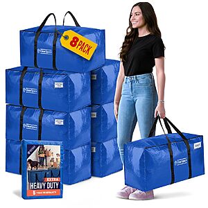 86L ClearSpace Heavy Duty Moving Storage Bags (Blue): 6-Pk $15, 8-Pk