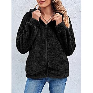 Tankaneo Women's Full Zip Oversized Sherpa Fleece Hoodie Jacket (various) from