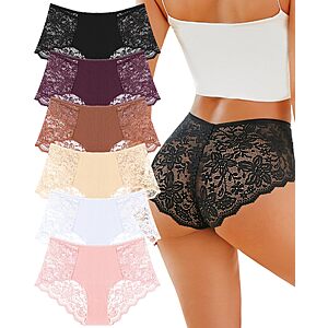 6-Pack All Of Me Women's Lace High Waisted Brief Panty from
