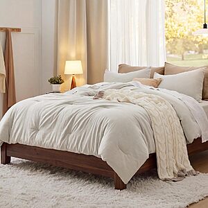 3-pc Bedsure Prewashed King Comforter (Beige, 104"x90")