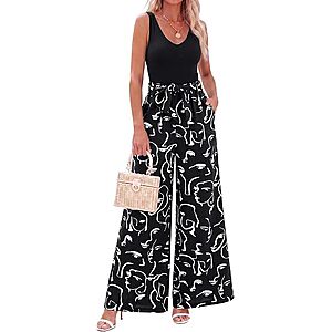 2-Pc BTFBM Women's Sleeveless V Neck Tank Top & Wide Leg Pants Sets (Various)