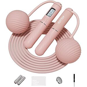 YOTTOY Cordless Ball-Weighted Jump Rope w/ LCD Display from
