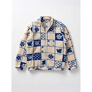 Hija De Tu Madre Unisex 100% Sherpa Fleece Graphic Zip-Up Jacket (Azulejo Chalk) from