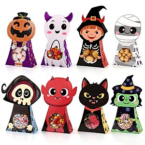 24-Pk woric Halloween Candy & Party Favor Boxes w/ Windows & 8 Assorted Designs