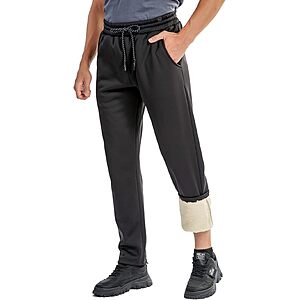 SECOOD Men's Sherpa Lined Sweatpants w/ Adjustable Drawstring (Various)