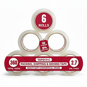 6-Pk 60 Yard x 2" Tape King Heavy Duty Clear Packing Tape Roll $8.55 w/ S&S
