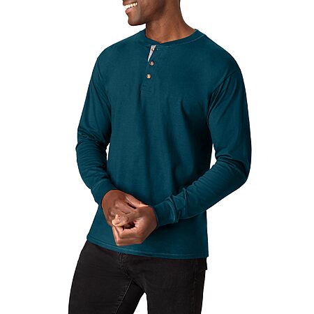 Hanes BeefyT Long Sleeve Henley for $6.84