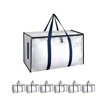 6-Pack 95L Simple Deluxe Extra Large Heavy Duty Moving Storage Bags w/ Wrap Around Handles and Backpack Carry Option (Clear) $17.99 + Free Shipping w/ Prime