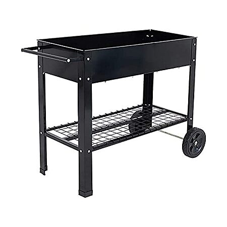 47" Sunnydaze Décor  Steel Mobile Raised Garden Bed Cart w/ Storage Shelf (Black) $50.99 + Free Shipping w/ Prime