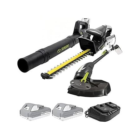 Sun Joe 24V IONMAX Cordless Leaf Blower + Grass and Hedge Trimmer Outdoor Garden Combo Power Tool Kit w/ 2 Batteries and Charger $99.99 + Free Shipping w/ Prime