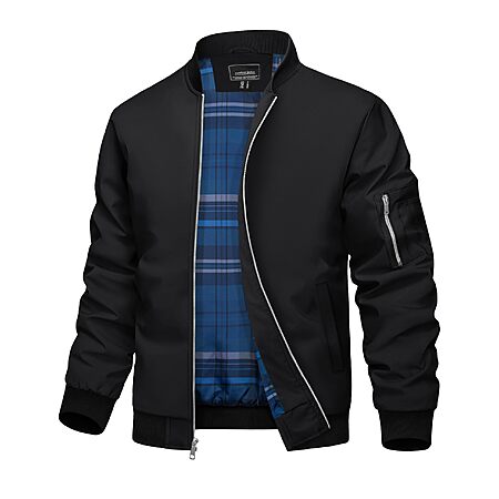 TACVASEN Men's Plaid Lined Light Bomber Jacket Style Windbreaker (Various, Sizes Small - XX-Large) from $18.99 + Free Shipping w/ Prime or on $35+