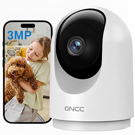 GNCC Indoor 2K Security Camera w/ Motion Detection , 2-Way Audio, Night Vision and Phone App (Works w/ Alexa & Google Home) $8.99 + Free Shipping w/ Prime or on $35+