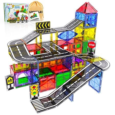 Montessori Magnetic Tiles Road Sets: 38-Piece $23.98, 106-Piece $49.98 + Free Shipping w/ Prime or on $35+