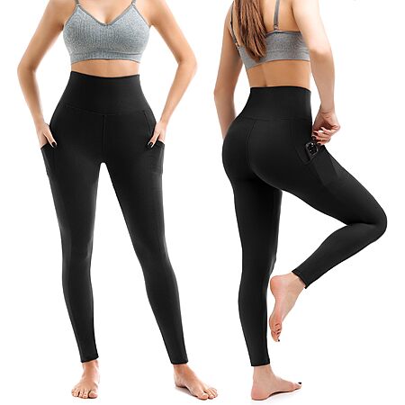 2-Pack Leafigure Women's Hight Waisted Leggings w/ Pocket (Black) from $7.79 ($3.90 each) + Free Shipping w/ Prime or on $35+