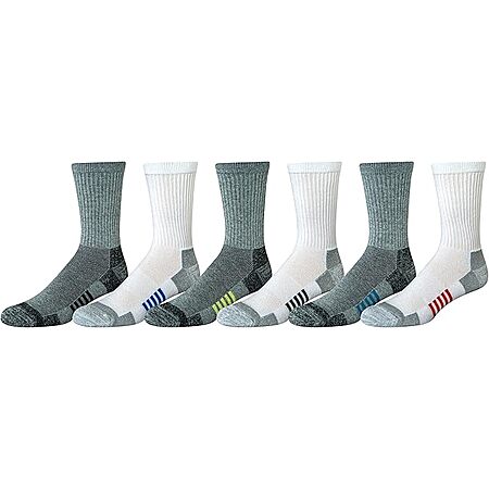6-Pair Amazon Essentials Men's Performance Cotton Cushioned Moisture Control Athletic Crew Socks (Grey/ White) from $4.20 w/ S&S + Free Shipping w/ Prime or on $35+
