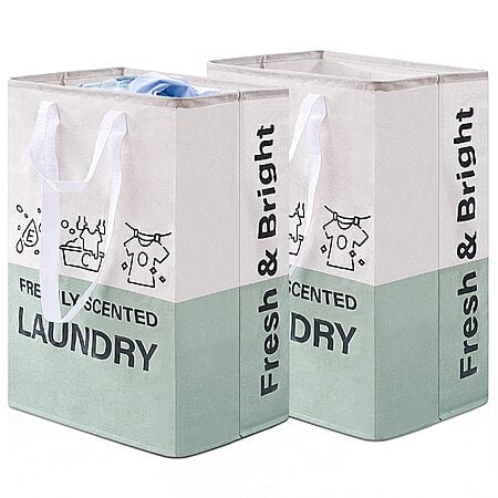 2-Pack 92L Elong Home Freestanding Collapsible Laundry Basket w/ Handles (Green, Grey)  $9.99 + Free Shipping w/ Prime or on $35+