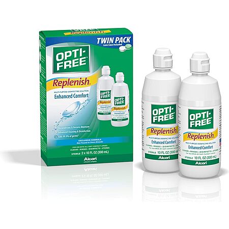 2-Pack 10-Oz Opti-Free Replenish Multi-Purpose Contact Lens Cleaning and Disinfecting Solution + Lens Case $8.78 w/ S&S + Free Shipping w/ Prime or on $35+