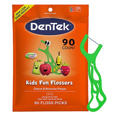 DenTek Fun Flossers Kids' Floss Picks (Wild Fruit Flavor) 90-Count $1.75, 3-Pack 75-Count $4.35 & More w/ S&S + Free Shipping w/ Prime or on $35+ $1.73