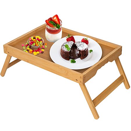 20.5"L x 9.3"W Artmeer Bamboo Bed Tray Table w/ Folding Legs, $10.79 + Free Shipping w/ Prime or on $35+