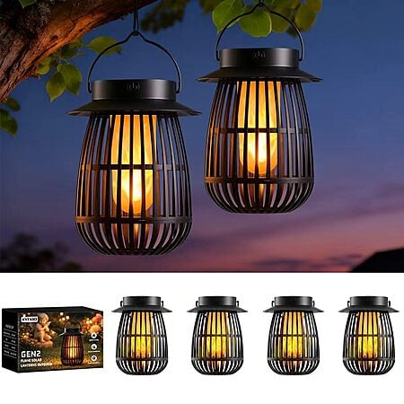 4-Pack Kyekio Gen2 Flame LED Flickering Flame Solar or USB Rechargeable Lanterns   $23.99 + Free Shipping w/ Prime or on $35+