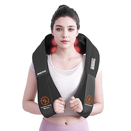 AMZPONY Rechargeable Shiatsu Deep Tissue Neck & Shoulder Massager w/ Heat $20.49 + Free Shipping w/ Prime or on $35+