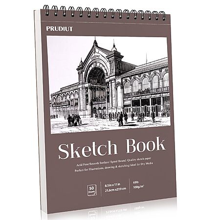 50-Sheet 8.5"×11" Prudiut Spiral Bound Acid-Free Sketch Pad (Reddish Brown) $3.49 + Free Shipping w/ Prime or on $35+