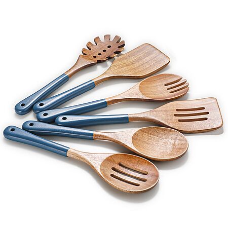 6-Piece Rosos Natural Acacia Wood Cooking Utensil Set w/ Smooth Grip Handle (Blue) $7.49 + Free Shipping w/ Prime or on $35+