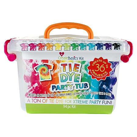 Create Basics Tie Dye Party Tub w/ 18 Pre-Filled Bottles, Dye Refill Packs and Accessories (Rainbow) $9.88 + Free S&H w/ Walmart+ or on $35+ or Free Store Pickup at Walmart