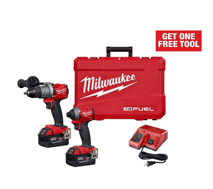 [Get One Free Tool] Milwaukee 18-Volt Lithium-Ion Brushless Cordless Hammer Drill and Impact Driver Combo Kit (2-Tool) with Two 5Ah Batteries + Free One Tool + Free S/H $439