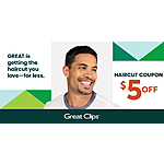 Select Great Clips Salon Locations: Haircut Coupon for $5 Off