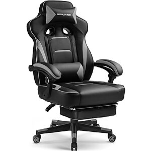 GTPLAYER Gaming Chair with Footrest, Big and Tall Computer Game Chair 350lb Racing Style, Ergonomic High Back Lumbar Support and Recliner, Moon Gray $89.99 @ Amazon