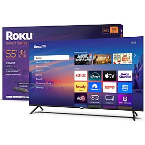 Roku Smart TV 2025 &ndash; 55-Inch Select Series, 4K HDR TV &ndash; Roku TV with Enhanced Voice Remote $278