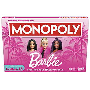 Monopoly:Barbie Edition Board Game,Family Games for 2-6 Players,Ages 8+ $9.88