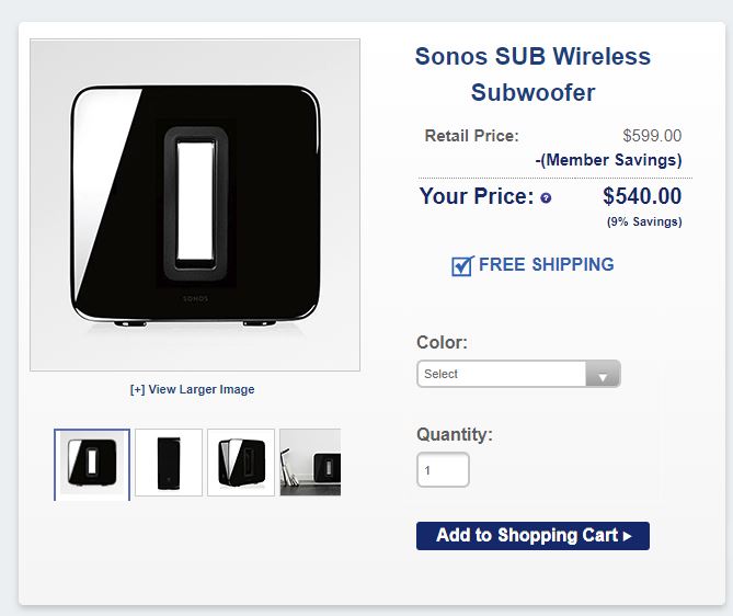 sonos sub 599