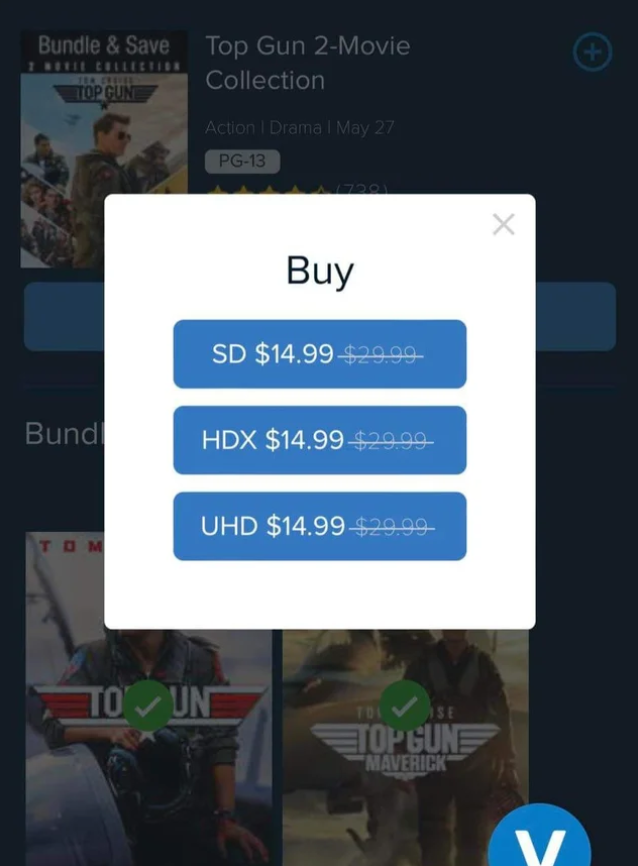 Top Gun Maverick & Top Gun 2 Movie Collection 14.99 at VUDU YMMV
