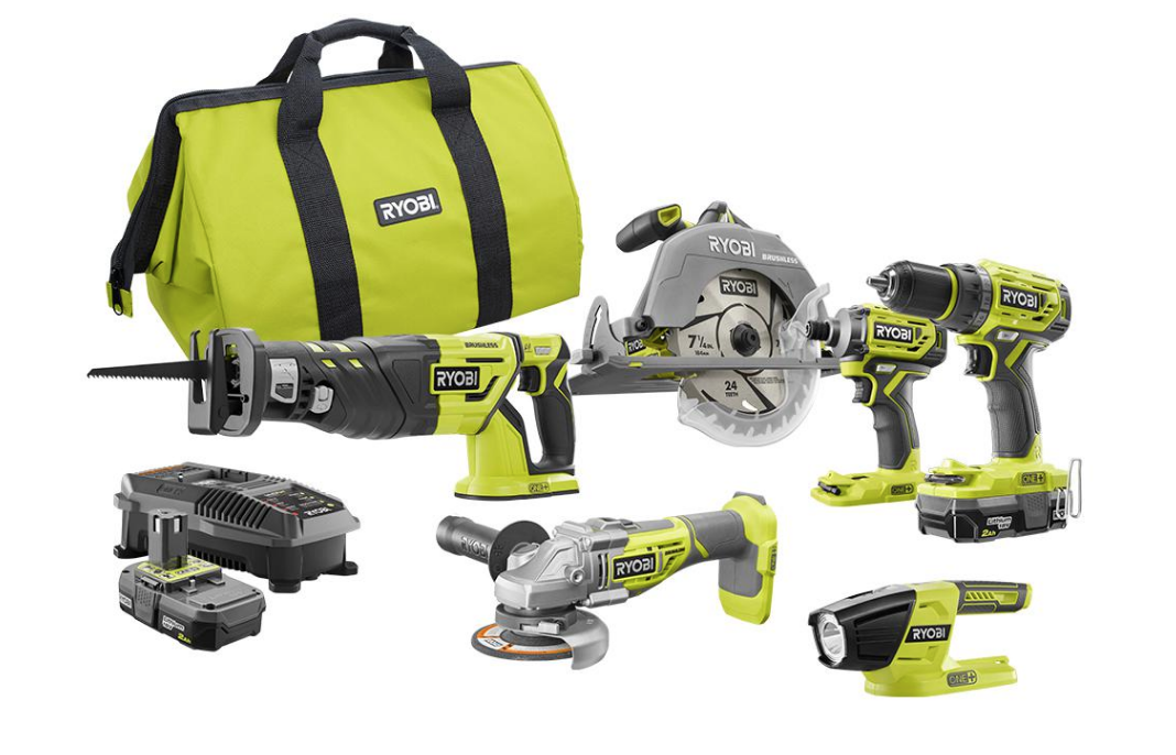 Ryobi 18 Volt One Lithium Ion Cordless Brushless 6 Tool Combo Kit Us Shopping