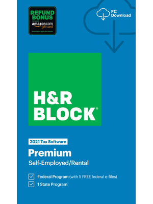 H&R Block Tax Software Premium 2021 with 3% Refund Bonus Offer (Amazon Exclusive) $32.5