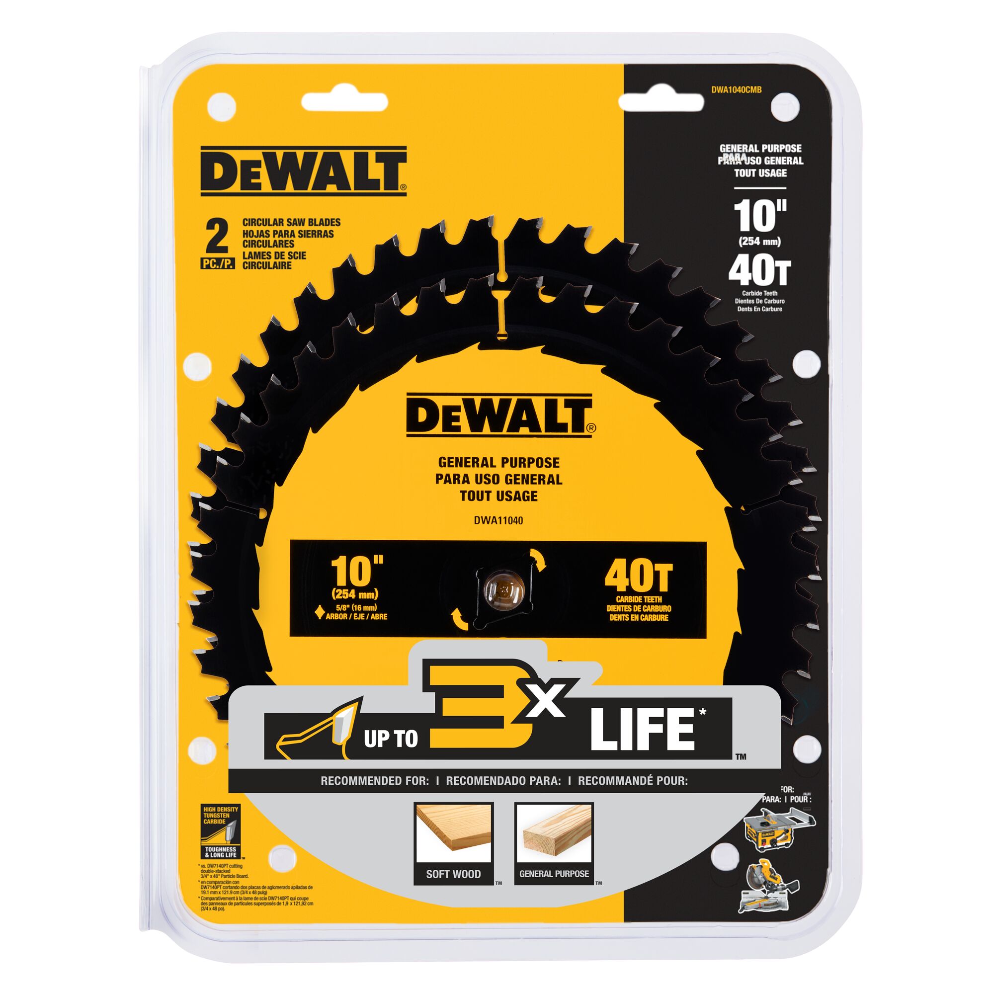 Lowes: DEWALT Large Diameter Saw Blades 10-in 40-Tooth Rough Finish Tungsten Carbide-tipped Steel Miter/Table Saw Blade Set (2-Pack) $25 (usually $50) in store YMMV