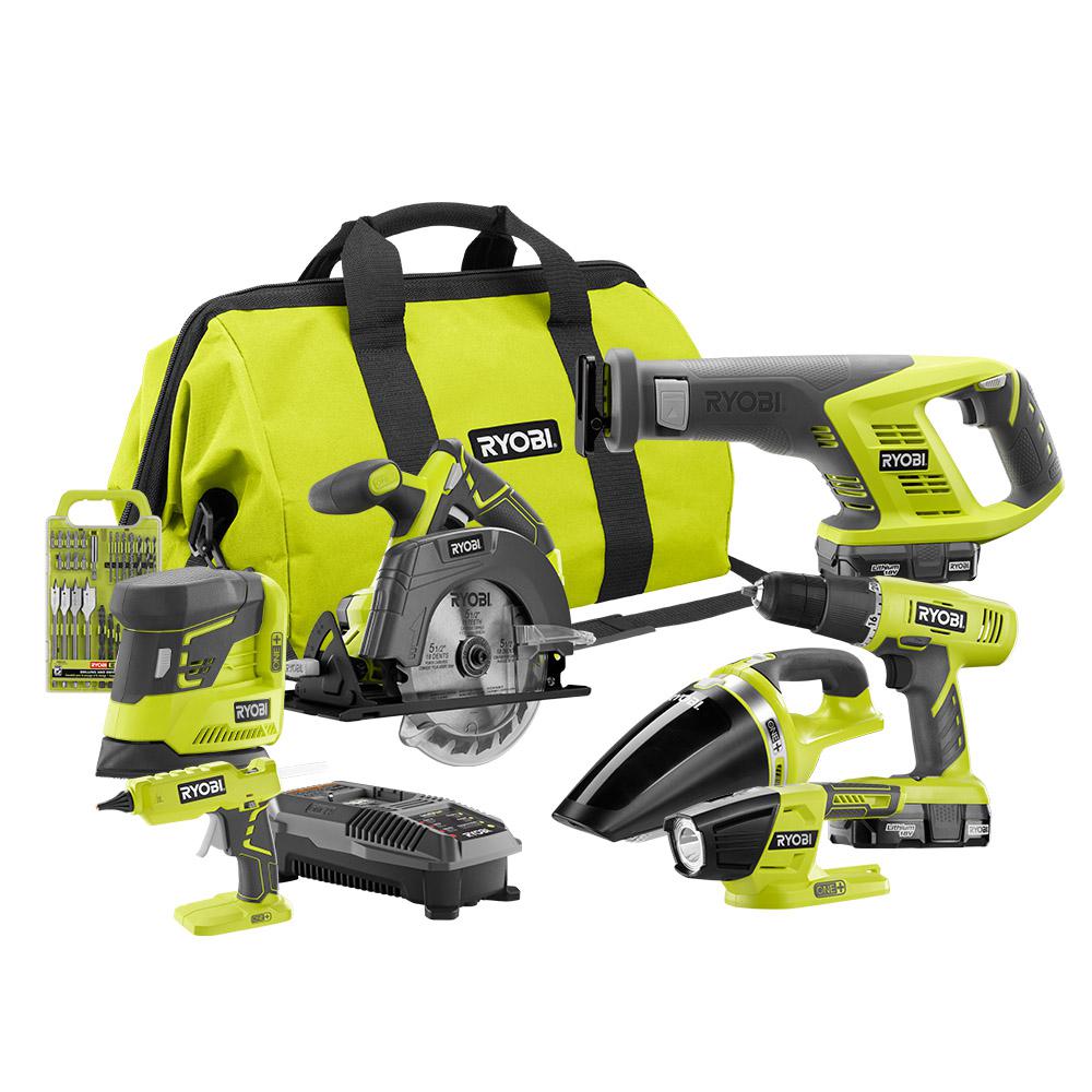 Home Depot Ryobi 18-Volt ONE+ Cordless Lithium-Ion 7-Tool ...