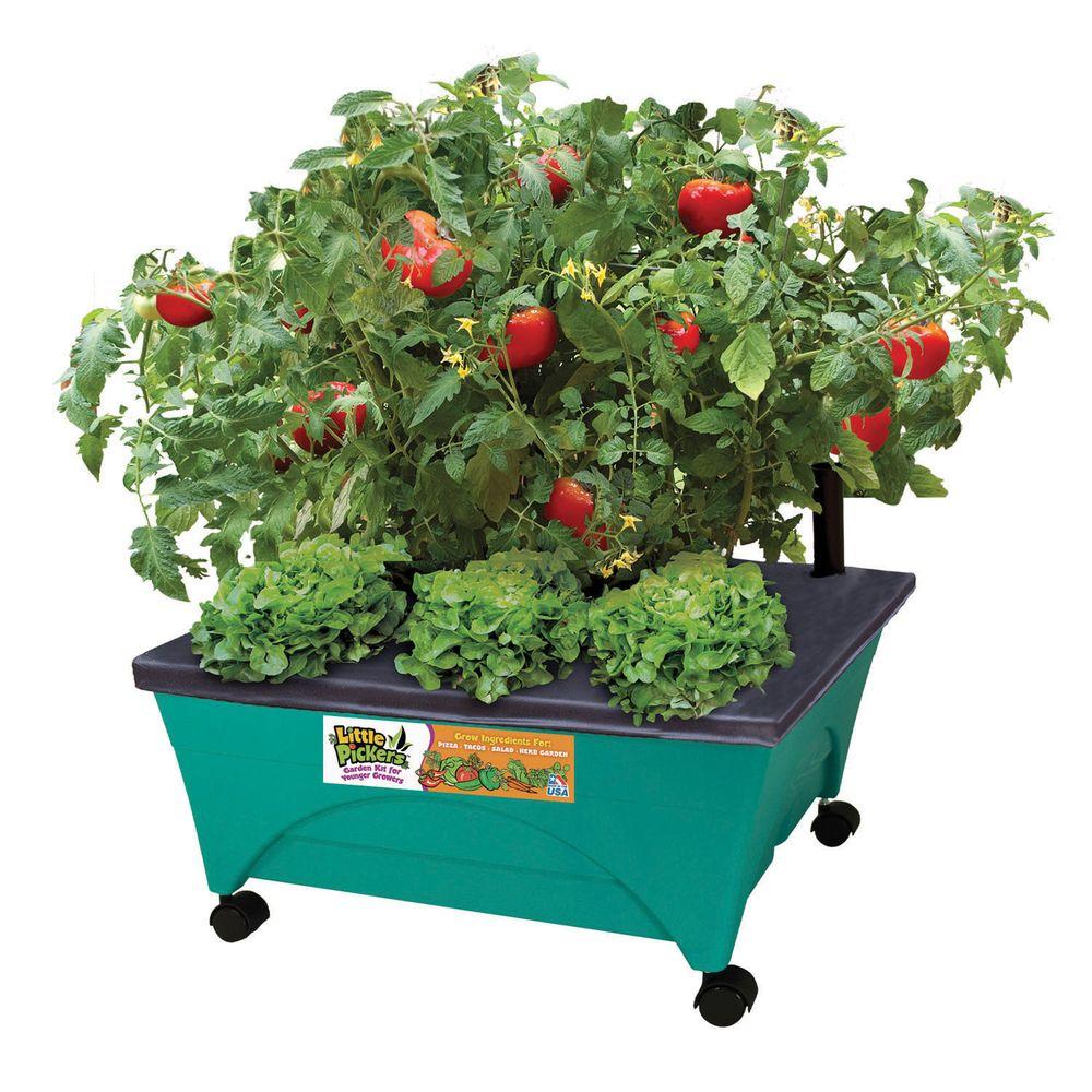 Home Depot & Amazon CITY PICKERS 24.5 in. x 20.5 in. Patio Raised Garden Bed Grow Box Kit with Watering System and Casters in Aquamarine $25 Free Shipping 1-7-18 only