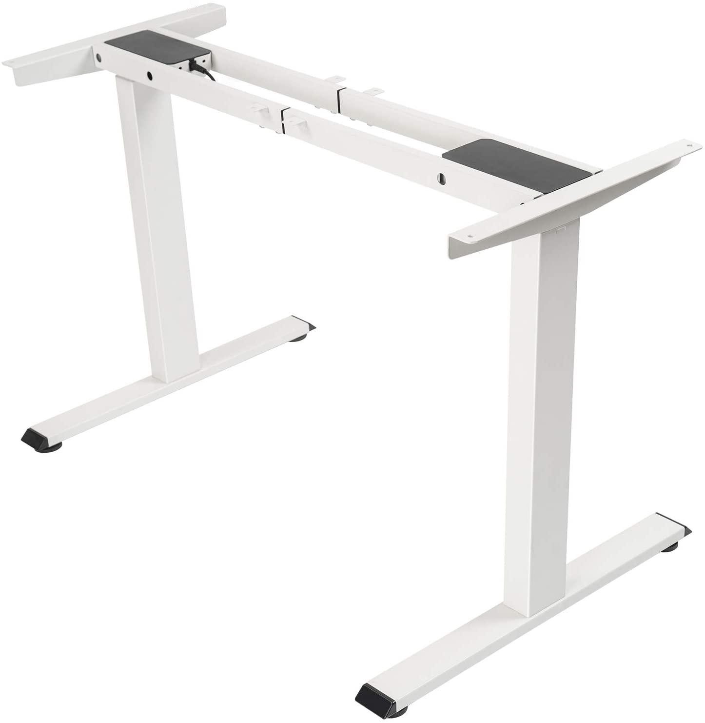 Electric Stand up Desk Frame - FEZIBO Dual Motor and Cable Management Rack Height Adjustable Sit Stand Standing Desk Base Workstation, White (Frame Only)