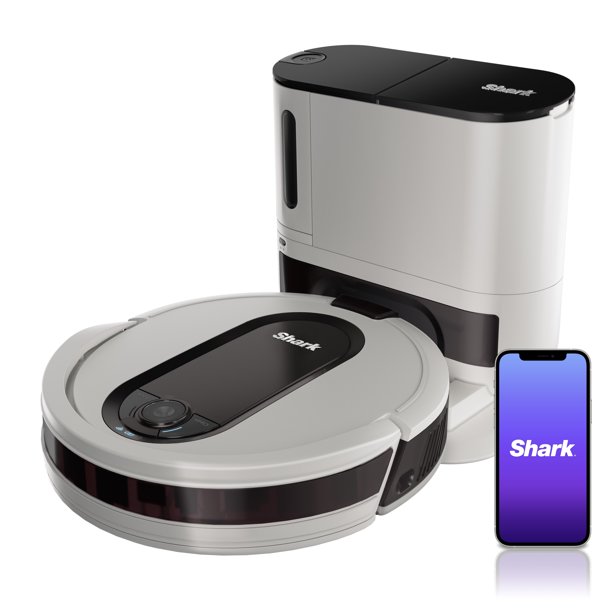 Shark EZ Robot Vacuum with Self-Empty Base, Bagless, Works with Google Assistant, White (RV913S) $288