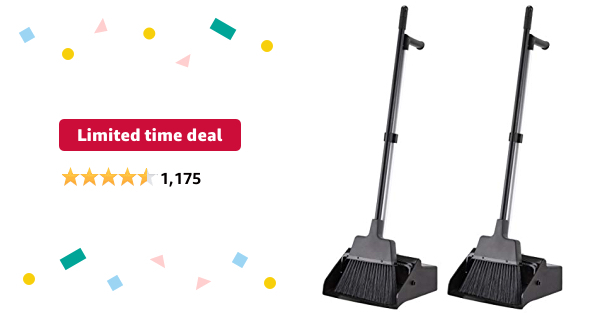 Limited-time deal: AmazonCommercial Lobby Dustpan with Broom set - 2-Pack - $13.15