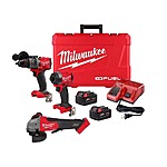 Milwaukee M18 FUEL Drill Driver Combo Kit with 2 Batteries and Grinder $349, free shipping
