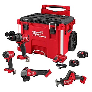 Milwaukee M18 FUEL 18V 4-Tool Combo Kit w/ (2) 5.0 Ah Battery & PACKOUT Tool Box $599