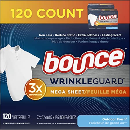 Bounce WrinkleGuard Mega Dryer Sheets Outdoor Fresh Scent, 120 count $6.15 AC YMMV