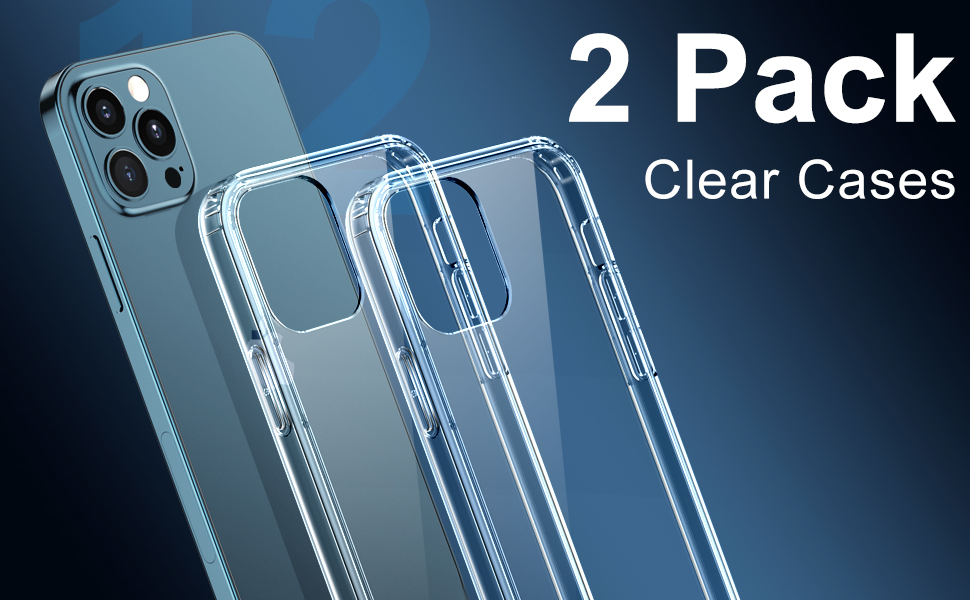 [2 Pack] CTYBB Compatible with iPhone 12 Case, Compatible with iPhone 12 Pro Case, 6.1 inch, Clear - $3.99 FS w/ Prime